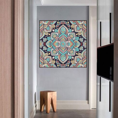 مجموعات الطلاء الماسي 5D للبالغين، فن ماندالا الماسي DIY حفر كامل وتطريز بغرز متقاطعة، صناعة الفسيفساء، ديكور المنزل (14 × 14 بوصة) in Kuwait