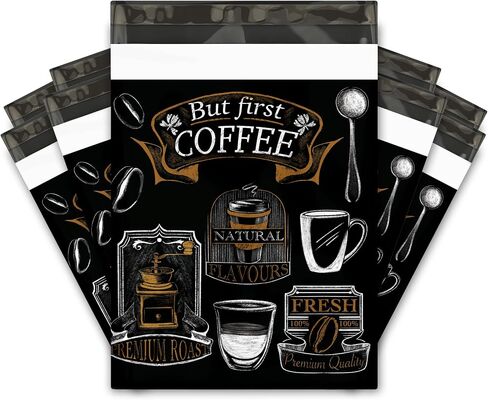 10 × 13 (100) أكياس بريدية من البوليستر لمصمم مقهى Coffee Bean ومغلفات الشحن وحقائب مطبوعة متميزة in Kuwait
