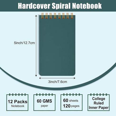 EOOUT 12 Pack Pocket Notebooks, Small 3x5 Spiral Notepads With Lined Pages 60 Sheet Mini Pads for Home Office and School Accessories in Saudi Arabia