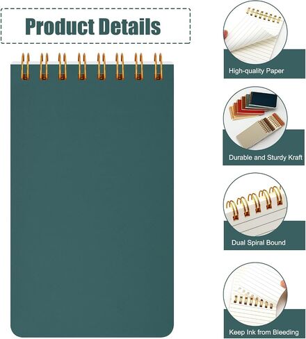 EOOUT 12 Pack Pocket Notebooks, Small 3x5 Spiral Notepads With Lined Pages 60 Sheet Mini Pads for Home Office and School Accessories in Saudi Arabia
