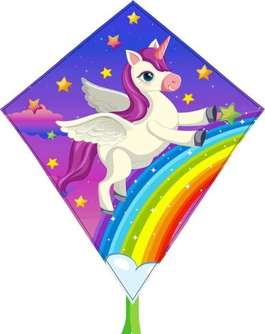 BHD Kids Unicorn Kites Easy to Fly for Boys and Girls with 330 FT String Beach Outdoor Games in Kuwait