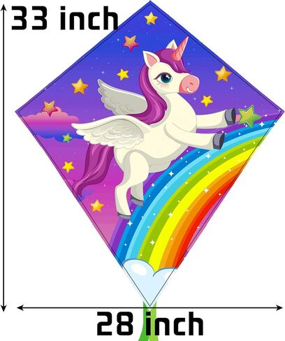 BHD Kids Unicorn Kites Easy to Fly for Boys and Girls with 330 FT String Beach Outdoor Games in Kuwait