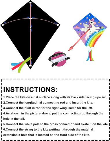 BHD Kids Unicorn Kites Easy to Fly for Boys and Girls with 330 FT String Beach Outdoor Games in Kuwait