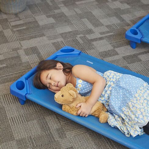 ECR4Kids Streamline Cot, Standard Size, Classroom Furniture, Blue, 6-Pack in Saudi Arabia