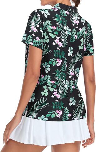 Tanst Sky Women's Golf Polo Shirts Short Sleeve Quarter Zip Collared Tops Moisture Wicking Workout Apparel in Saudi Arabia