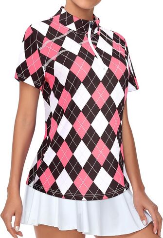 Tanst Sky Women's Golf Polo Shirts Short Sleeve Quarter Zip Collared Tops Moisture Wicking Workout Apparel in Saudi Arabia