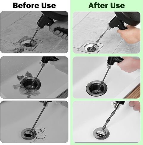 استنزاف ثعبان اوجير 33 قدم، السباكة ثعبان استنزاف الشعر تسد ​​أداة إزالة، الثقيلة المرحاض ثعبان اوجير، بالوعة فك انسداد استنزاف أداة تنظيف للحمام المطبخ حوض الاستحمام استنزاف مزيل انسداد مع قفازات in Kuwait