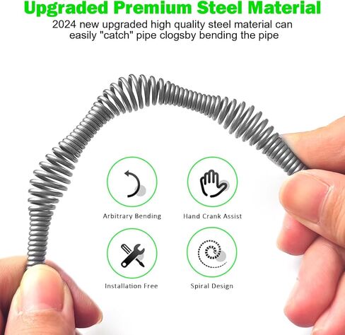 استنزاف ثعبان اوجير 33 قدم، السباكة ثعبان استنزاف الشعر تسد ​​أداة إزالة، الثقيلة المرحاض ثعبان اوجير، بالوعة فك انسداد استنزاف أداة تنظيف للحمام المطبخ حوض الاستحمام استنزاف مزيل انسداد مع قفازات in Kuwait