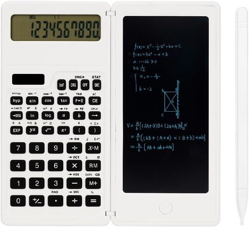 Solar Scientific Calculators，Scientific Calculator with Notepad, Large 10-Digit Display Screen, Solar and Battery Power, Ideal for Basic Math, Perfect School Supplies for Students（White） in Saudi Arabia