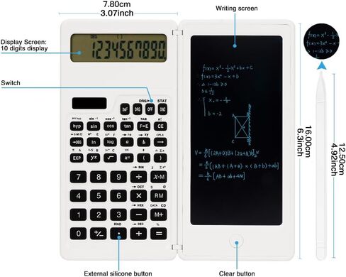Solar Scientific Calculators，Scientific Calculator with Notepad, Large 10-Digit Display Screen, Solar and Battery Power, Ideal for Basic Math, Perfect School Supplies for Students（White） in Saudi Arabia