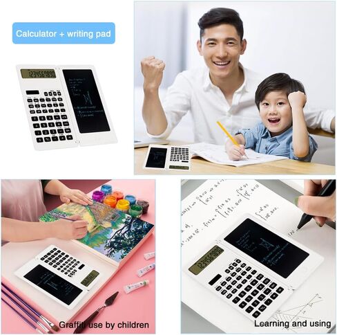 Solar Scientific Calculators，Scientific Calculator with Notepad, Large 10-Digit Display Screen, Solar and Battery Power, Ideal for Basic Math, Perfect School Supplies for Students（White） in Saudi Arabia