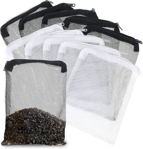 Giantree 10 Pcs Aquarium Filter Media Bags, Large Reusable Aquarium Media Bag Fish Tank Mesh Filter Bags with Zipper for Activated Carbon Ceramic Rings Biospheres (7.9" x 6") in Saudi Arabia