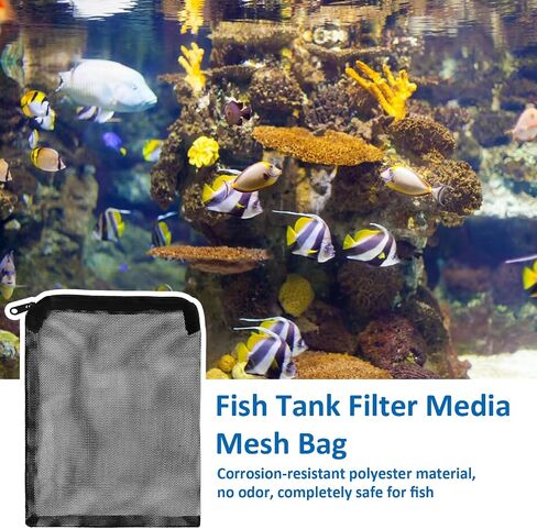 Giantree 10 Pcs Aquarium Filter Media Bags, Large Reusable Aquarium Media Bag Fish Tank Mesh Filter Bags with Zipper for Activated Carbon Ceramic Rings Biospheres (7.9" x 6") in Saudi Arabia
