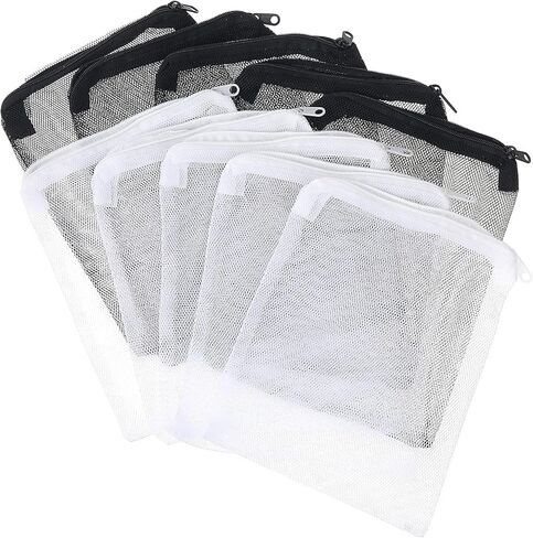 Giantree 10 Pcs Aquarium Filter Media Bags, Large Reusable Aquarium Media Bag Fish Tank Mesh Filter Bags with Zipper for Activated Carbon Ceramic Rings Biospheres (7.9" x 6") in Saudi Arabia
