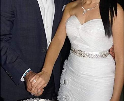 فستان زفاف زفاف وشاح حزام زين للنساء ملابس السهرة والحفلات الراقصة - فضي in Kuwait