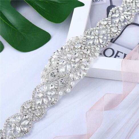 فستان زفاف زفاف وشاح حزام زين للنساء ملابس السهرة والحفلات الراقصة - فضي in Kuwait