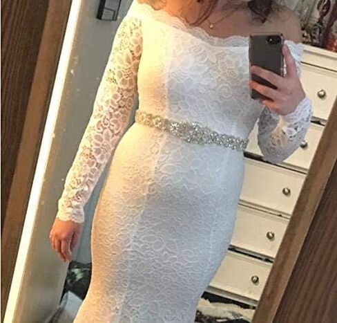 فستان زفاف زفاف وشاح حزام زين للنساء ملابس السهرة والحفلات الراقصة - فضي in Kuwait