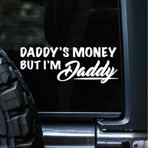 ملصق مائي Daddy's Money But I'm Daddy، ملصقات سيارات للسيارات والشاحنات والسيارات، هدايا للأب، ملصقات مضحكة له، فينيل دائم للاستخدام الخارجي، 5+ سنوات (أبيض (لامع)) in Saudi Arabia