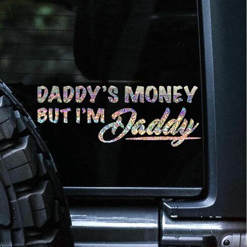 ملصق مائي Daddy's Money But I'm Daddy، ملصقات سيارات للسيارات والشاحنات والسيارات، هدايا للأب، ملصقات مضحكة له، فينيل دائم للاستخدام الخارجي، 5+ سنوات (أبيض (لامع)) in Saudi Arabia