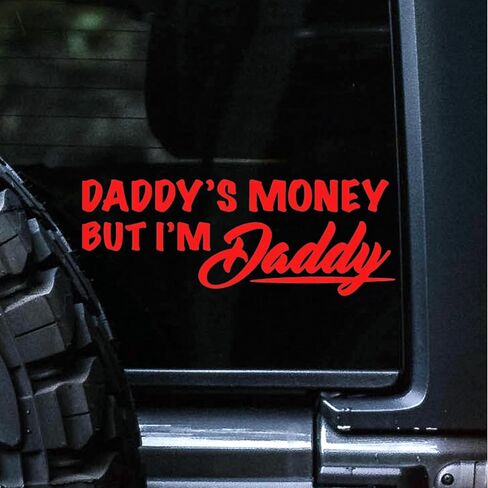 ملصق مائي Daddy's Money But I'm Daddy، ملصقات سيارات للسيارات والشاحنات والسيارات، هدايا للأب، ملصقات مضحكة له، فينيل دائم للاستخدام الخارجي، 5+ سنوات (أبيض (لامع)) in Saudi Arabia