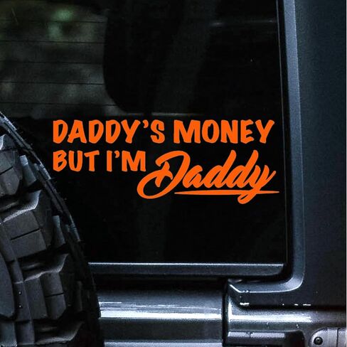 ملصق مائي Daddy's Money But I'm Daddy، ملصقات سيارات للسيارات والشاحنات والسيارات، هدايا للأب، ملصقات مضحكة له، فينيل دائم للاستخدام الخارجي، 5+ سنوات (أبيض (لامع)) in Saudi Arabia