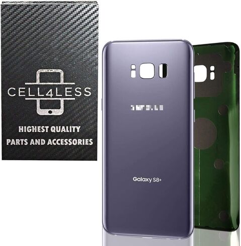 غطاء زجاجي خلفي بديل من CELL4LESS لباب البطارية الخلفي مع أداة إزالة مخصصة ولاصق مثبت مسبقًا لهاتف Samsung Galaxy S8 Plus OEM - جميع الموديلات شعار G955-2 - استبدال OEM (رمادي أوركيد) in Kuwait