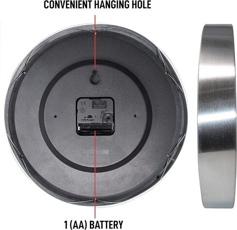 ساعة حائط بإطار معدني ليلا ونهارا، ساعة تشغيل صامتة تناظرية، رائعة لكبار السن وكبار السن المصابين بالخرف، تظهر ليلاً ونهارًا in Kuwait