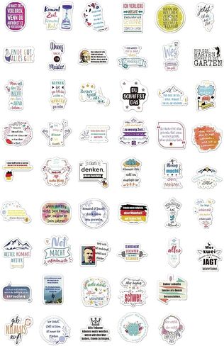 German Inspirational Stickers for Teens Adults Kids Teachers | German Language Quote Stickers | Positive Stickers for Planner,Journaling Scrapbook,Water Bottles, Laptop | 52pcs in Kuwait