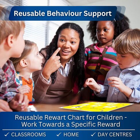 Reusable Reward Chart for Kids – Premium Durable Plastic - Autism Sticker Chart for Kids Behavior –Behavior Chart for Preschool –ABA Therapy –Visual Schedule for Kid (English) in Saudi Arabia