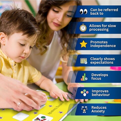 Reusable Reward Chart for Kids – Premium Durable Plastic - Autism Sticker Chart for Kids Behavior –Behavior Chart for Preschool –ABA Therapy –Visual Schedule for Kid (English) in Saudi Arabia
