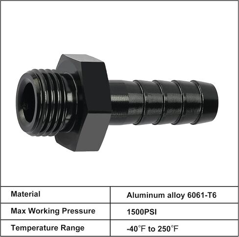 EVIL ENERGY 6AN ORB Male to 3/8" Hose Barb Fuel Oil Pump Inlet Fitting Adapter Aluminum Black in Saudi Arabia