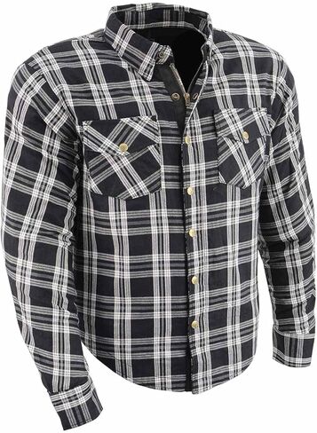 Milwaukee Leather MPM1643 Men's Plaid Flannel Biker Shirt with CE Approved Armor - Reinforced w/Aramid Fiber in Saudi Arabia