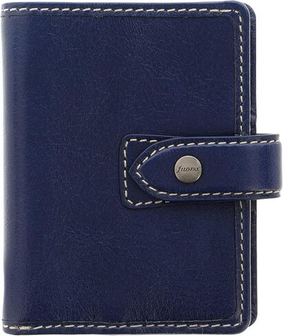 Filofax Malden Organizer, Mini Size, Navy - Tactile, Full Grain Buffalo Leather, Five Rings, with Cotton Cream Week-to-View Calendar Diary, Multilingual, 2024 (C025819-24) in Saudi Arabia