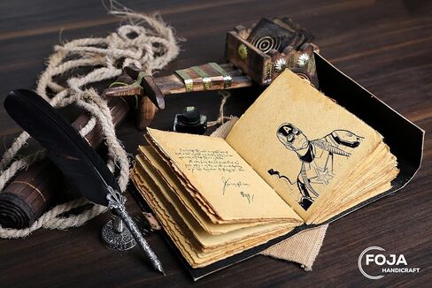 مجلة جلدية كلاسيكية منقوشة بشعار Avengers Marvels للرجال والنساء 200 صفحة من الورق العتيق المصنوع يدويًا بحافة سطح السفينة، دفتر رسم جلدي، مجلة رسم، مجلة جلدية مطبوعة هدية رائعة in Kuwait