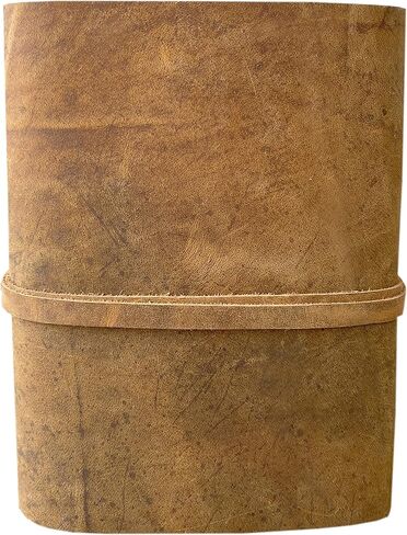 مجلة الجلود الرئيسية - مجلة جلدية ملزمة له - دفتر رسم جلدي - كتاب الظلال مجلة خمر دفتر ملاحظات فارغ - حافة سطح السفينة العتيقة المصنوعة يدويًا 200 ورقة (بني 7 × 5 بوصات) in Kuwait