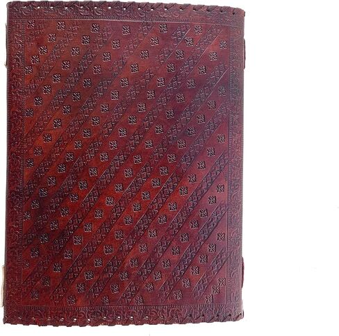 Casadecuero Handmade Extra Large Seven Stone Journal Refillable Notebook Chakra Embossed with Lock Book of Shadows 10 x 13 Inch, Vintage brown, inch 1.2 ( Height Length Width ) in Saudi Arabia