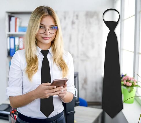 ربطة عنق نسائية، ربطة عنق نسائية سوداء/حمراء بسحاب مربوط مسبقًا لربطة عنق مدرسية للنساء in Kuwait