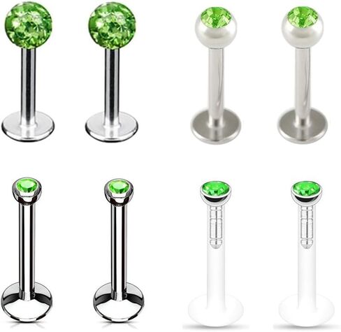8pc 6/8/10/12mm Bar Crystal Ball Monroe Labret Lip Stud Ear Universal Body Piercing Jewelry Set in Saudi Arabia