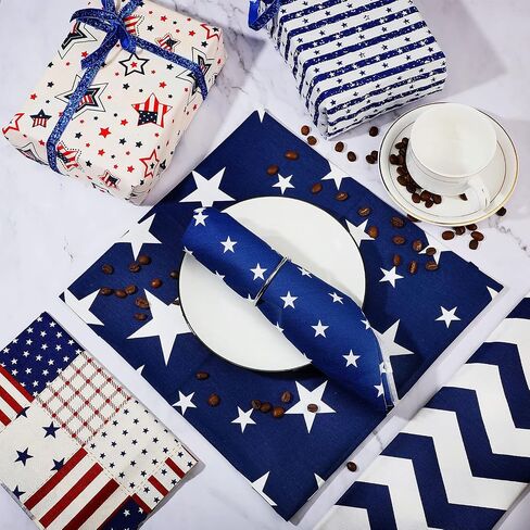 10 Pieces Patriotic Fat Quarters 20 x 16 Inches Stars and Stripes Fabric Independence Day 4th of July American Flag Print Quilting Fabric Bundles for DIY Fabric Jeans Sewing Patchwork Material in Saudi Arabia