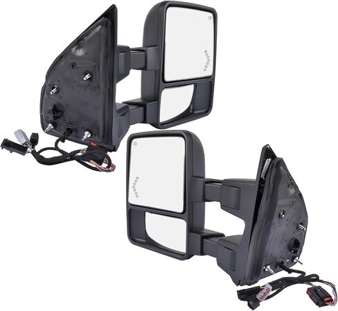 مرايا السحب استبدال قابسين لـ 99-07 Ford F250/F350/F450/F550 Super Duty، رحلة 01-05 - طاقة دخان قابلة للتمديد على اليسار واليمين مع مرايا جانبية لإضاءة الإشارة in Saudi Arabia