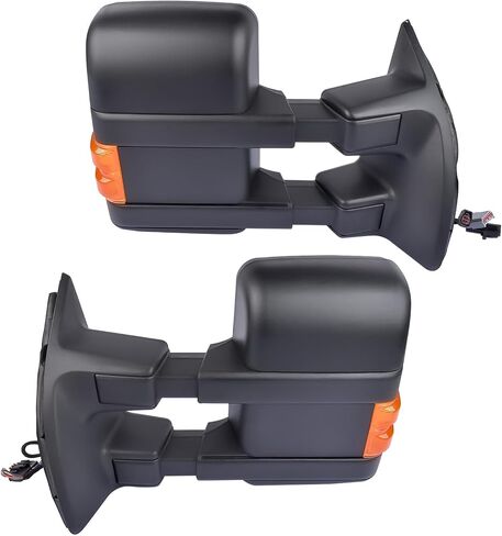 مرايا السحب استبدال قابسين لـ 99-07 Ford F250/F350/F450/F550 Super Duty، رحلة 01-05 - طاقة دخان قابلة للتمديد على اليسار واليمين مع مرايا جانبية لإضاءة الإشارة in Saudi Arabia