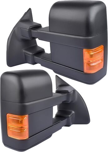 مرايا السحب استبدال قابسين لـ 99-07 Ford F250/F350/F450/F550 Super Duty، رحلة 01-05 - طاقة دخان قابلة للتمديد على اليسار واليمين مع مرايا جانبية لإضاءة الإشارة in Saudi Arabia