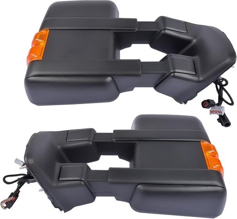 مرايا السحب استبدال قابسين لـ 99-07 Ford F250/F350/F450/F550 Super Duty، رحلة 01-05 - طاقة دخان قابلة للتمديد على اليسار واليمين مع مرايا جانبية لإضاءة الإشارة in Saudi Arabia