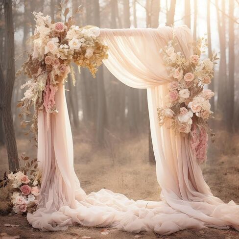 58" Solid Color Chiffon Fabric Rustic Sheer Bridal Wedding Party Decorations Backdrop, Blush, 5 Yards in Saudi Arabia