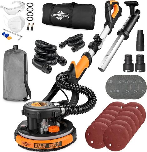 Drywall Sander for Ceiling with Vacuum, Electric Sander 7 Variable Speed 900-1800RPM with 14ft Dust Hose, 26ft Power Cable, LED Light and Storage Bag in Kuwait