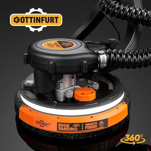 Drywall Sander for Ceiling with Vacuum, Electric Sander 7 Variable Speed 900-1800RPM with 14ft Dust Hose, 26ft Power Cable, LED Light and Storage Bag in Kuwait