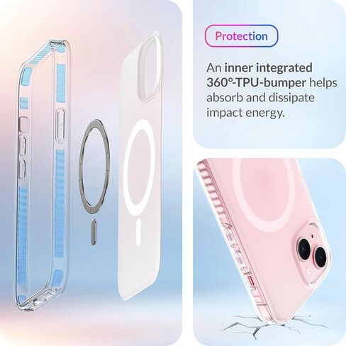 LONLI Hue - حافظة iPhone 15 Plus [متوافقة مع Magsafe] - قزحي الألوان ثلاثي الأبعاد - [قطرة إضافية بطول 10 أقدام] [4 زوايا مبطنة بوسادة هوائية] - لطيفة وفريدة من نوعها وجمالية (2023) in Kuwait