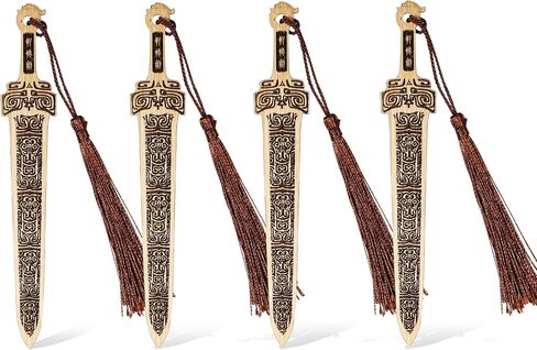 Handmade Natural Bamboo Bookmark with Tassels,Unique Vintage Style Reading Page Markers Bookmarks - 4PCS (Sword Style) in Saudi Arabia