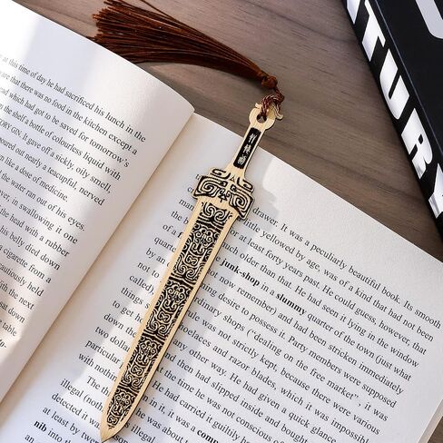 Handmade Natural Bamboo Bookmark with Tassels,Unique Vintage Style Reading Page Markers Bookmarks - 4PCS (Sword Style) in Saudi Arabia