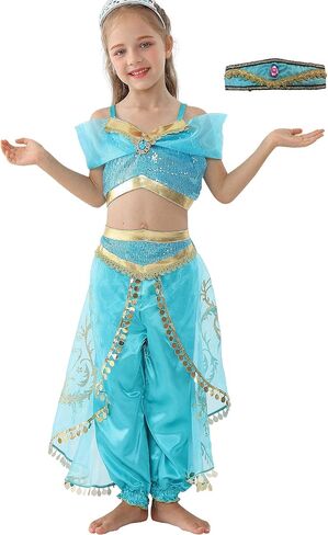 Dressy Daisy Arabian Princess Costume with Headband Halloween Party Fancy Dress Up Belly Dance Wear Outfit for Girls in Saudi Arabia